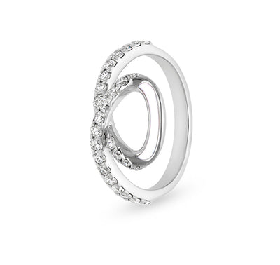 Женское повседневное кольцо с бриллиантом круглой формы и зубцом из белой эмали 
