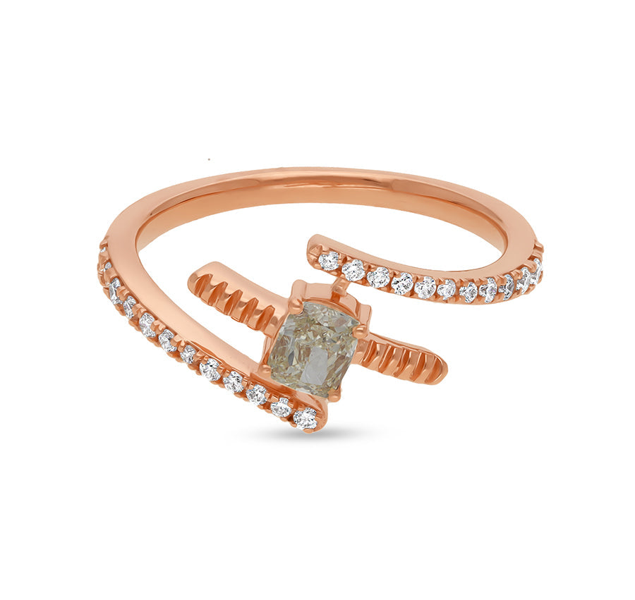 Повседневное кольцо из розового золота с натуральным бриллиантом и круглой огранкой 