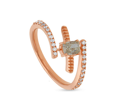 Повседневное кольцо из розового золота с натуральным бриллиантом и круглой огранкой 