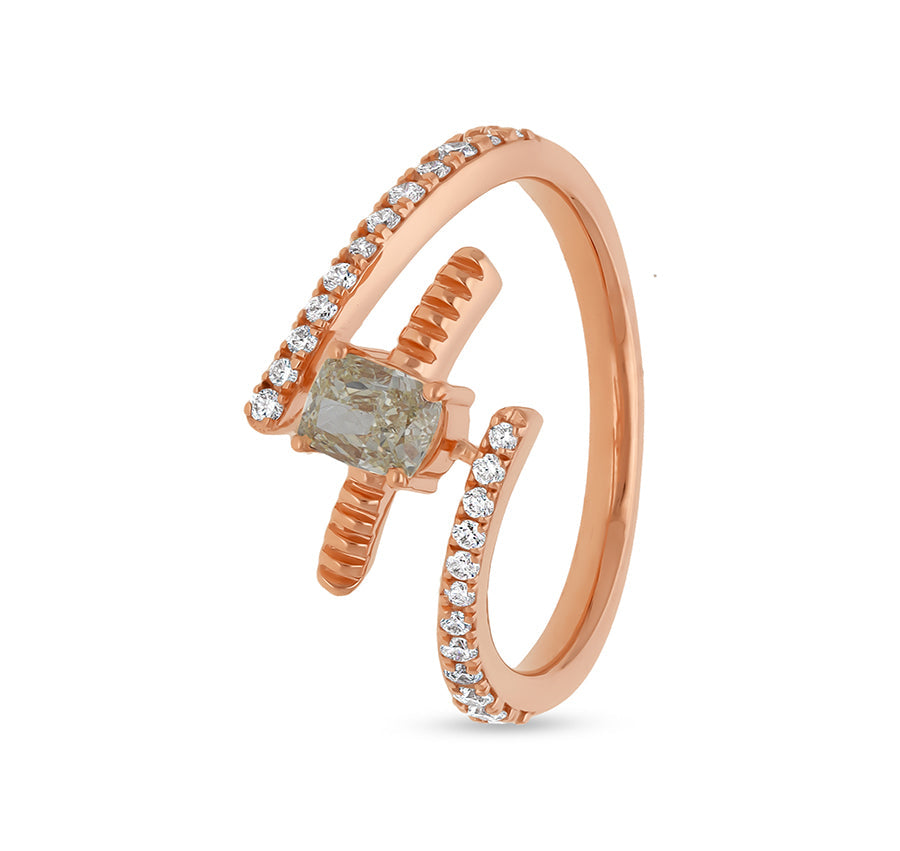 Cushion & Round Cut Natural Diamond Rose Gold Casual Ring