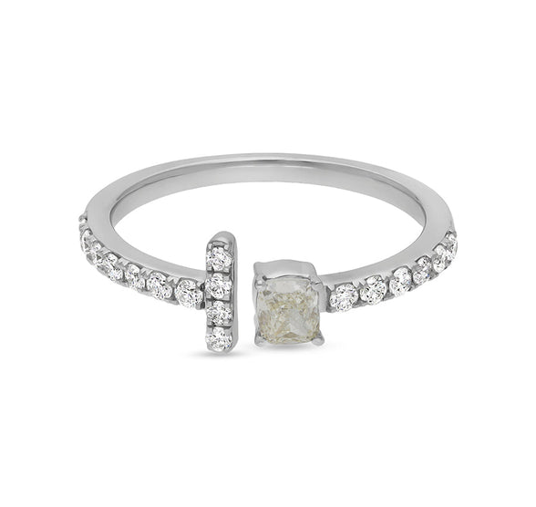 Cushion & Round Cut Natural Diamond White Gold Casual Ring