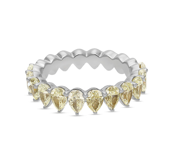 Желтый бриллиант в форме груши с зубцом из белого золота для женщин 