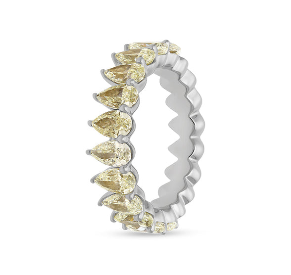 Yellow Pear Shape Diamond With Prong Set White Gold Women Band