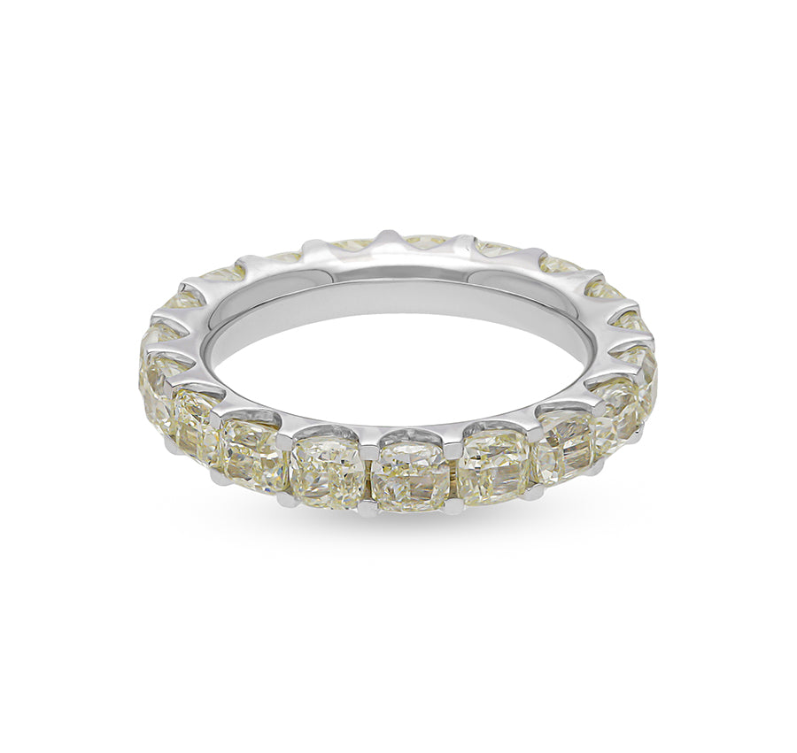 Женский браслет из белого золота с бриллиантом в форме подушки и зубцом 