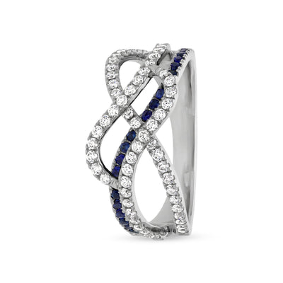 Crisscross Shape With Round Ruby Diamond White Gold Casual Ring