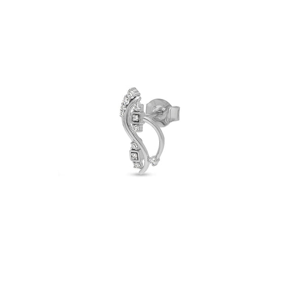 Round Shape Diamond With Prong Setting White Gold Stud Earrings