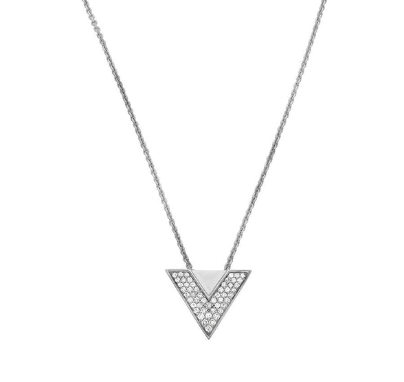 Pave Setting & Round Diamond White Gold Necklace