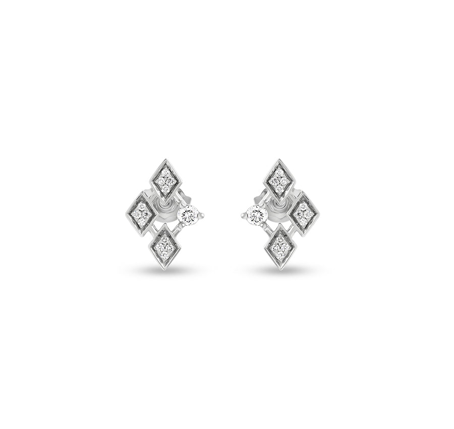 Sterling White Rhombus Shape White Gold Necklace Set