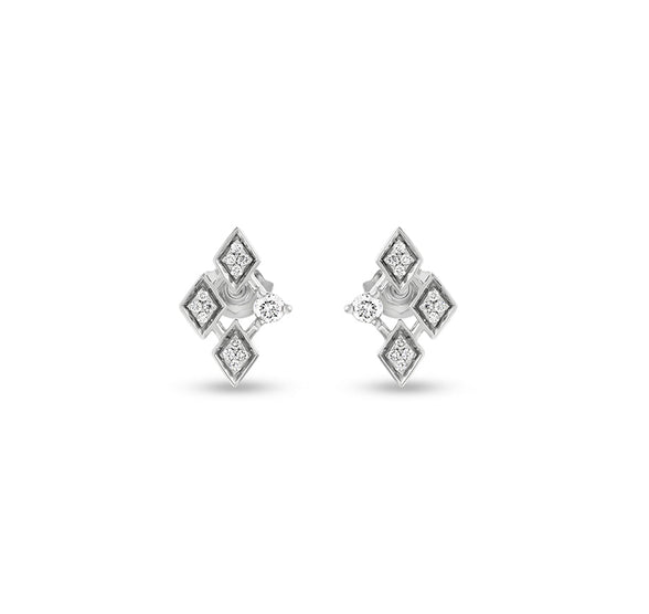 Sterling White Rhombus Shape White Gold Necklace Set