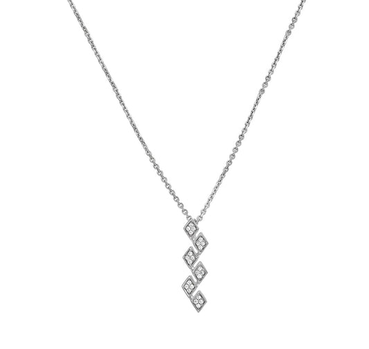Sterling White Rhombus Shape White Gold Necklace Set