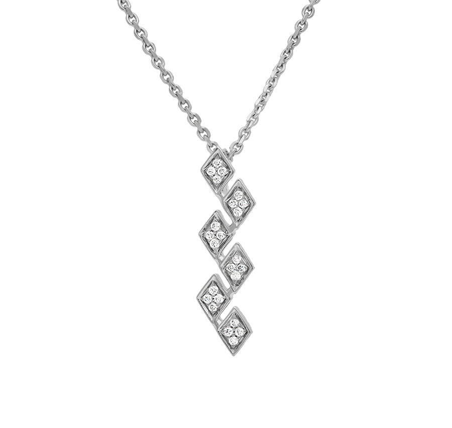 Sterling White Rhombus Shape White Gold Necklace Set