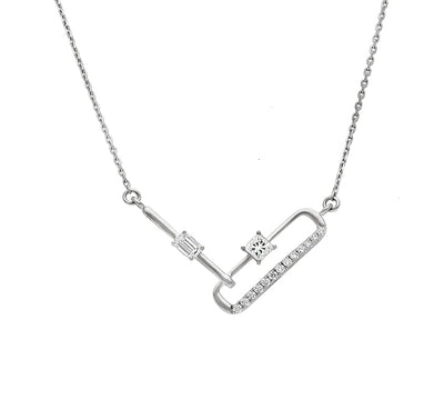 Колье из белого золота с изумрудами и бриллиантами огранки «Принцесса» 