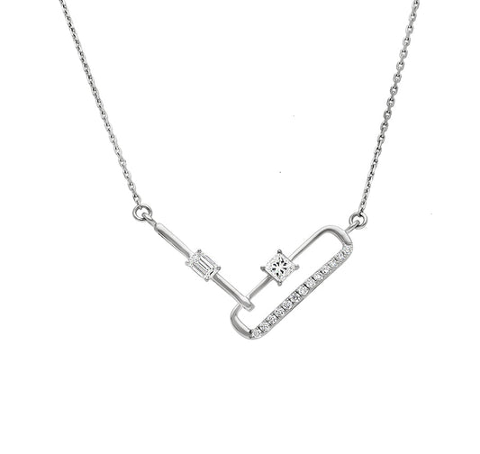 Колье из белого золота с изумрудами и бриллиантами огранки «Принцесса» 