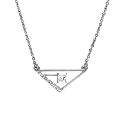 The Nabla Symbol Round & princess Diamond White Gold Necklace