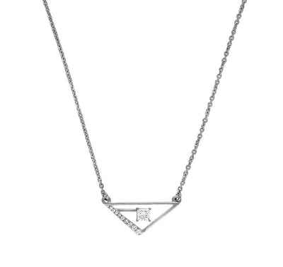 The Nabla Symbol Round & princess Diamond White Gold Necklace