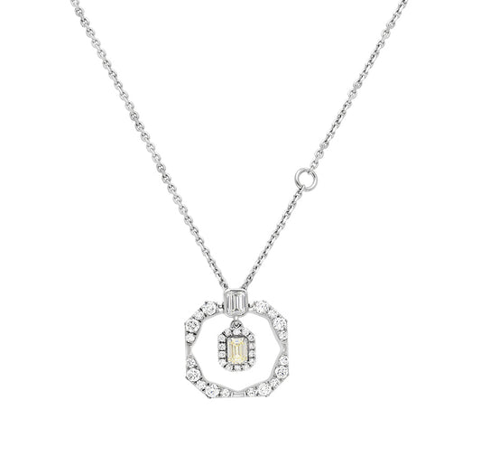 Комплект ожерелья из белого золота с изумрудами и круглыми бриллиантами восьмиугольной формы 