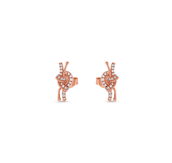 Knot Shape & Round Diamond Rose Gold Necklace Set