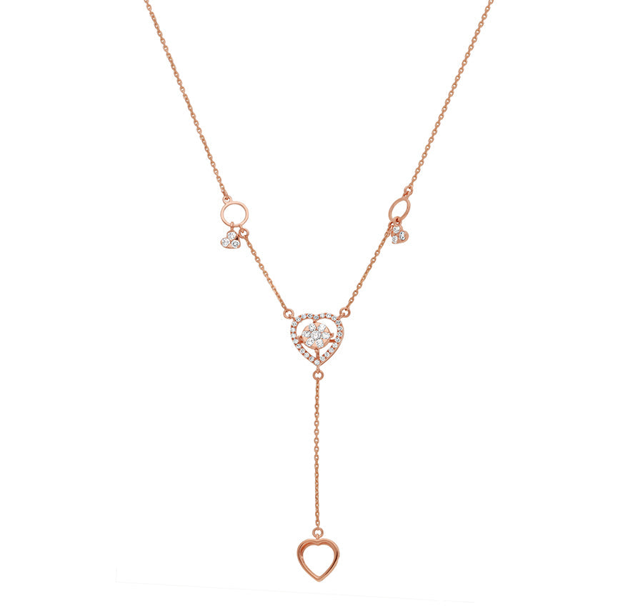 Ожерелье из розового золота с бриллиантами в форме ослепительного сердца 