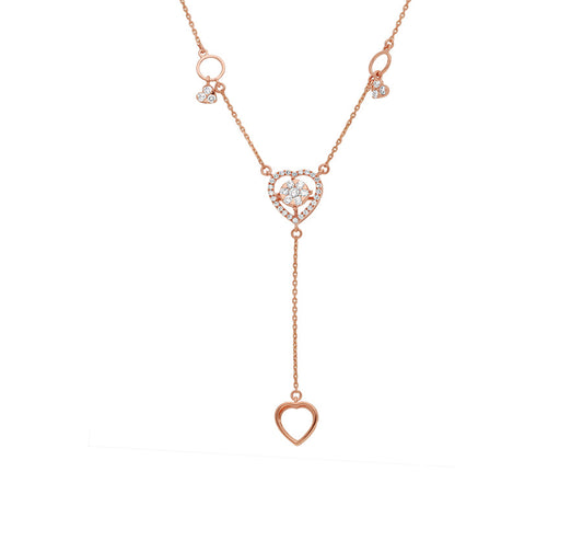 Dazzling Heart Rose Gold Diamond Necklace