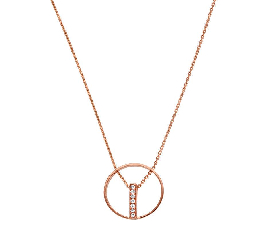 Circlebar Natural Diamond Rose Gold Necklace