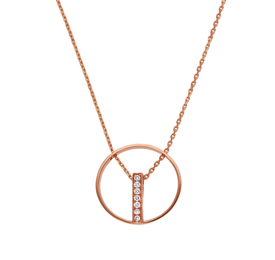 Circlebar Natural Diamond Rose Gold Necklace