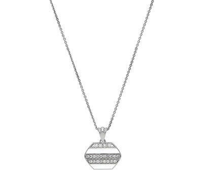 White Enamel Round Diamond White Gold Necklace Set