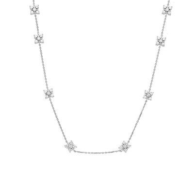 Cluster Setting White Gold Long Chain