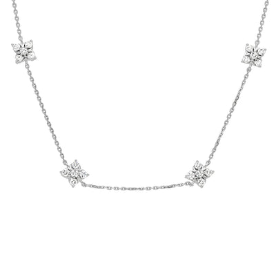 Cluster Setting White Gold Long Chain