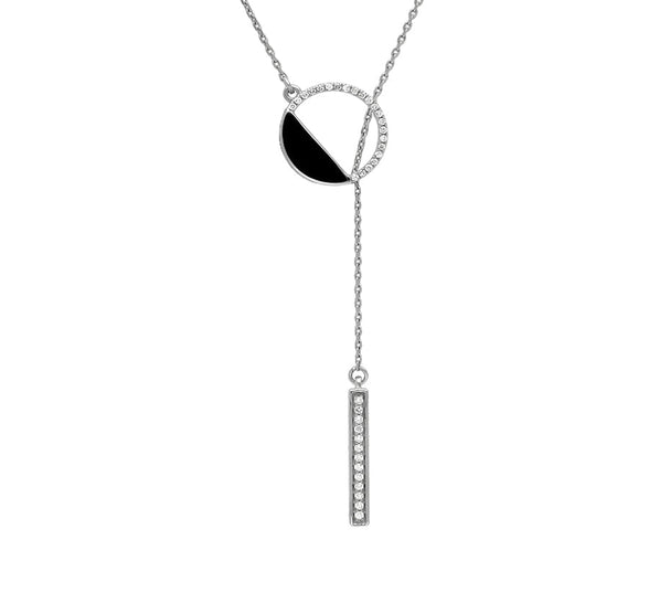 Ожерелье круглой формы с черной эмалью и белым золотом 