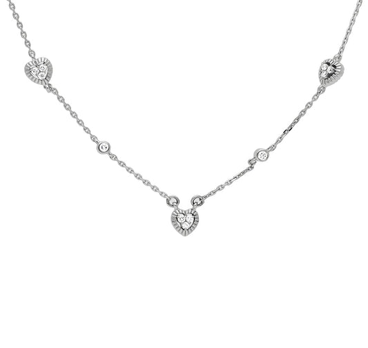 Heart Shape Round Diamond White Gold Necklace