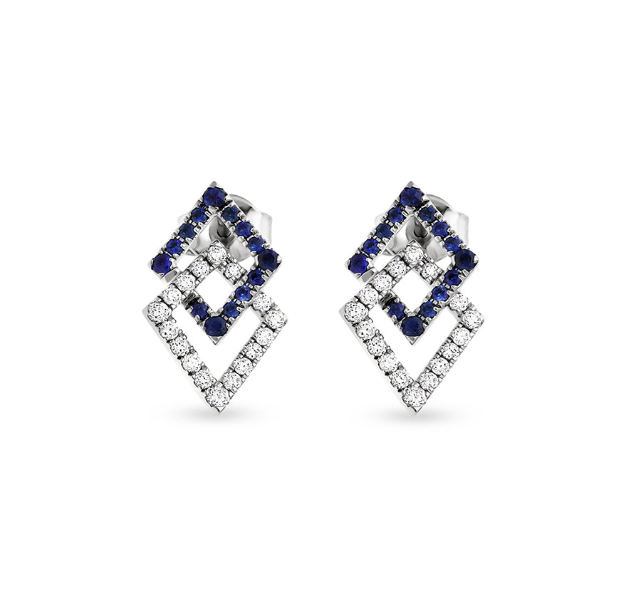 Sparky Rhombus Round &amp; Blue Diamond White Gold kaklarota 