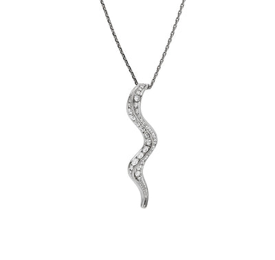 Dainty Serpent Round Natural Diamond White Gold Necklace Set