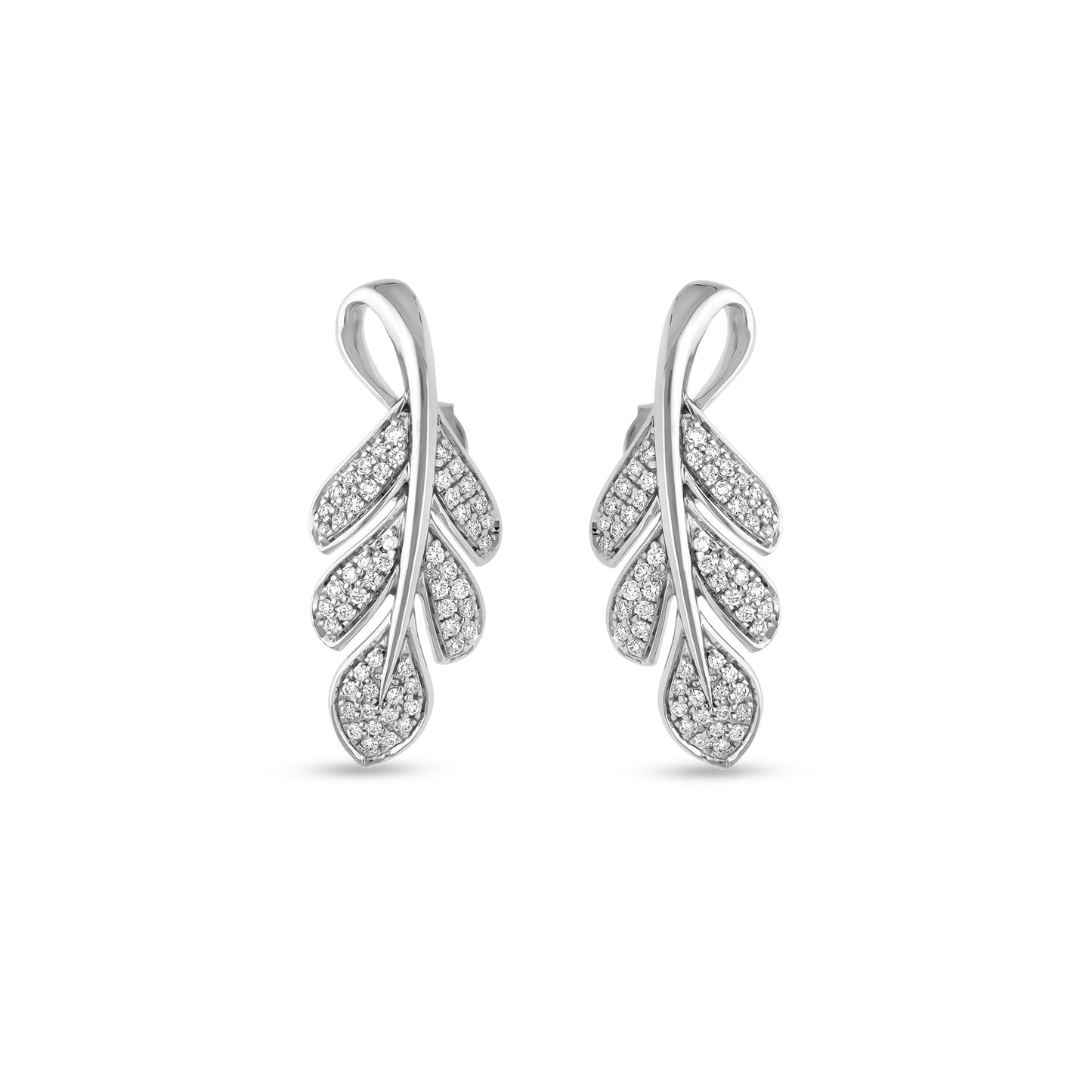 Two Leaf Round Natural Cut Diamond white Gold Twist Necklace Set