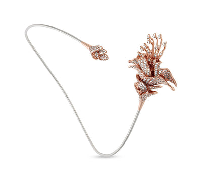 Ожерелье Hasli белого цвета с круглым натуральным бриллиантом и цветком Колумбины, двухцветное 